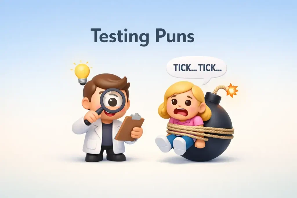 Pop quiz humor that surprises instantly Testing puns